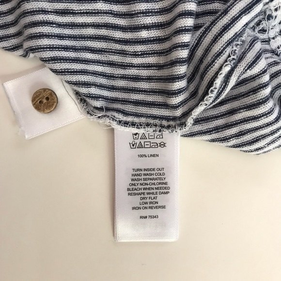 Rachel Zoe Linen Blue & White Stripe Tie Front Sleeveless Top Womens Size Large - Picture 11 of 13